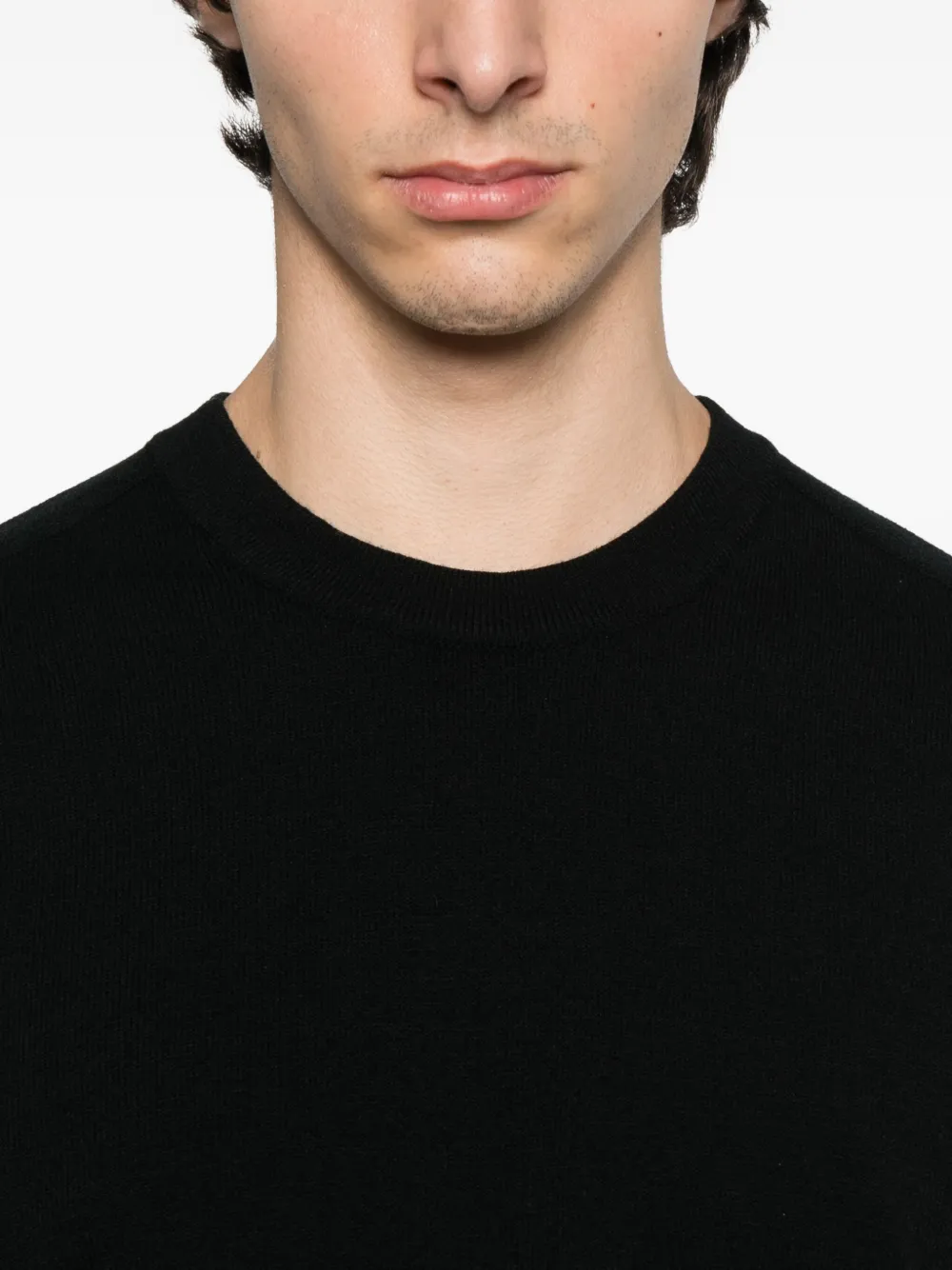 Stone Island logo-patch crew-neck sweater Zwart
