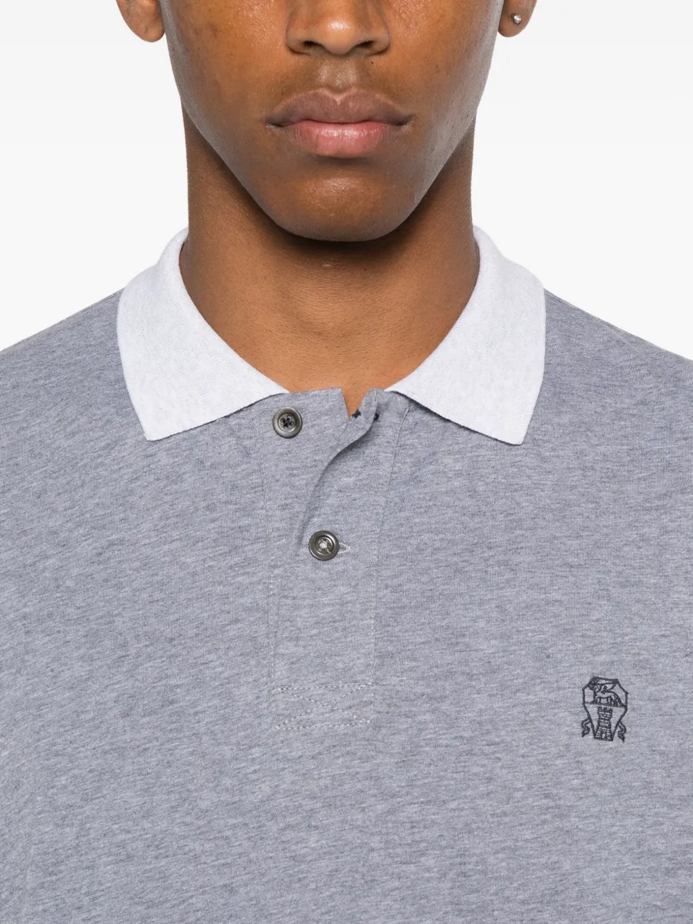 Brunello Cucinelli Poloshirt met lange mouwen Grijs