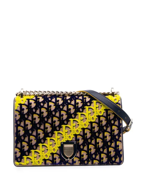 Christian Dior Pre-Owned 2016 Medium Oblique Canvas and Velvet Diorama Flap crossbody bag