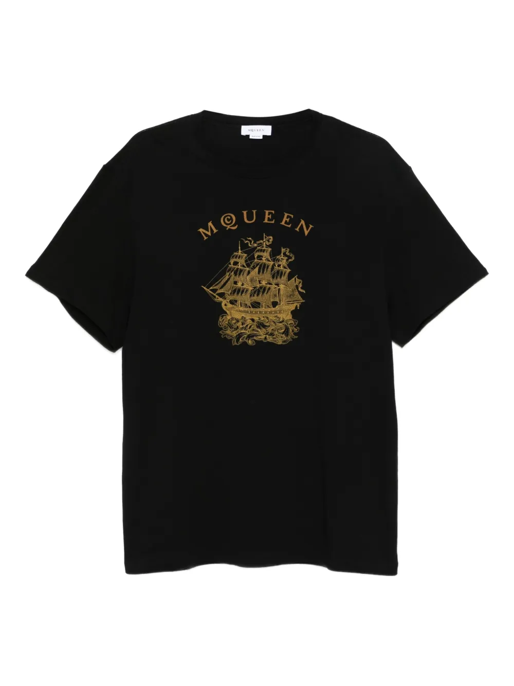 Alexander McQueen ship-print cotton T-shirt Zwart