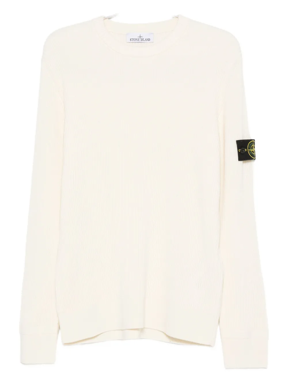 Stone Island logo-patch ribbed sweater Wit