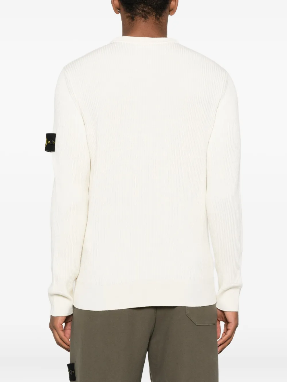 Stone Island logo-patch ribbed sweater Wit