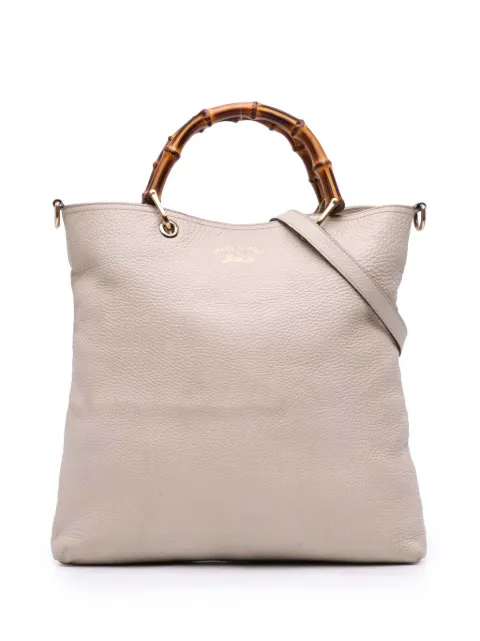 Gucci Pre-Owned 2016-2025 Tall Leather Bamboo Shopper Tote satchel