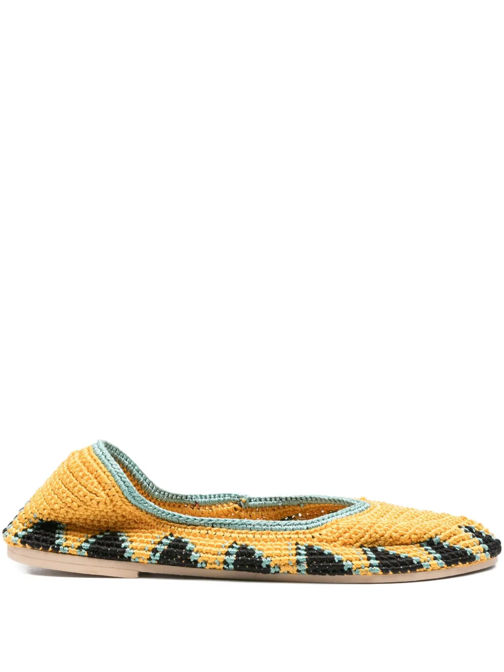 SLO_HAND_MADE crochet-knit ballet flats Yellow