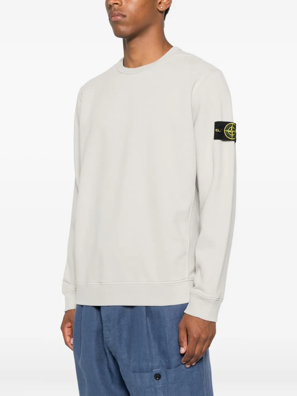 Stone Island logo-patch crew-neck sweatshirt Grijs