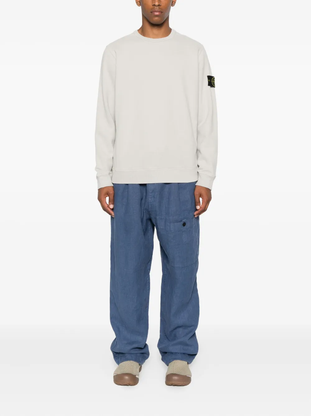 Stone Island logo-patch crew-neck sweatshirt Grijs