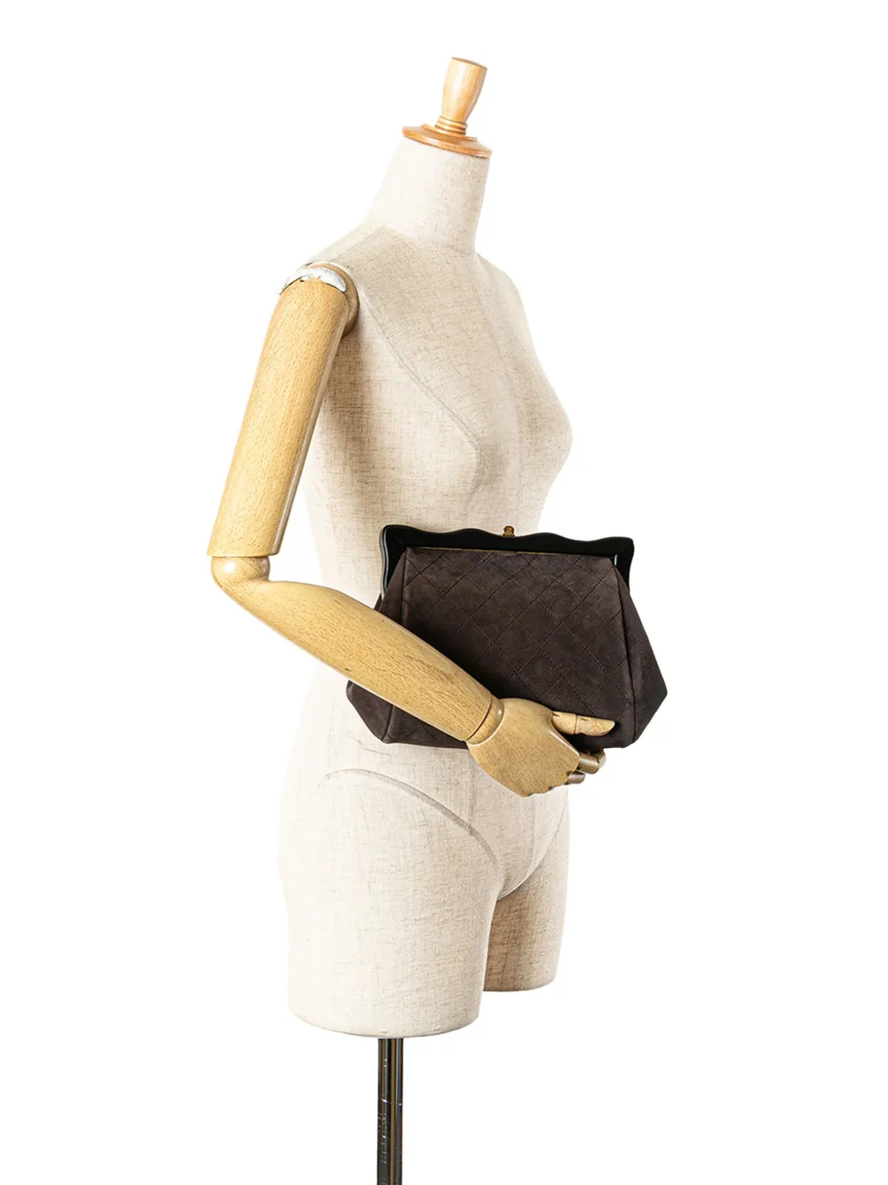 CHANEL Pre-Owned 1997-1999 CC Quilted Suede Kiss Lock clutch bag | Pre-Owned | Image 2