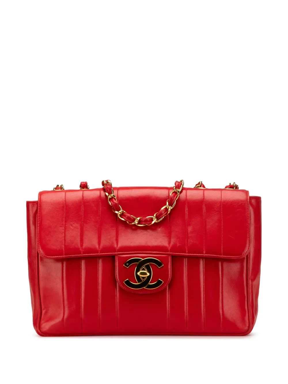 CHANEL Pre-Owned 1994-1996 Jumbo XL Vertical Quilt Lambskin Single CHANEL Pre-Owned 1994-1996 Jumbo XL Vertical Quilt Lambskin Single