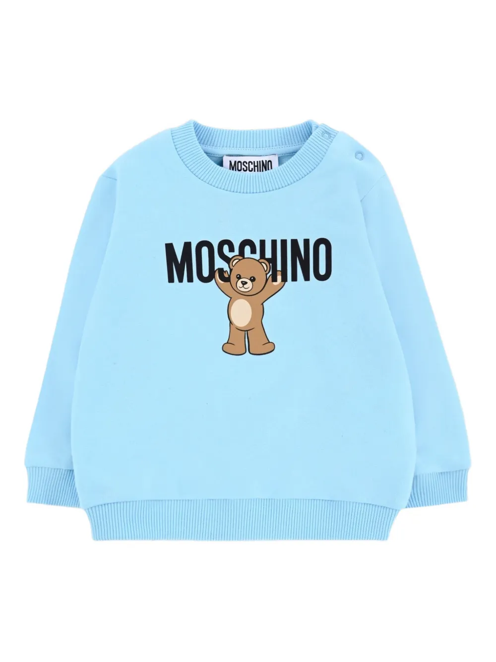 Moschino Kids teddy-print crew-neck sweatshirt Blauw