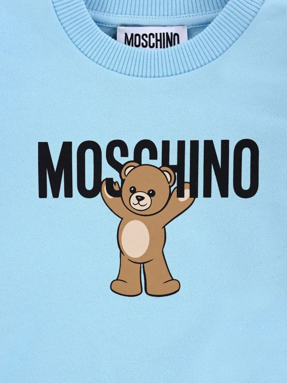 Moschino Kids teddy-print crew-neck sweatshirt Blauw