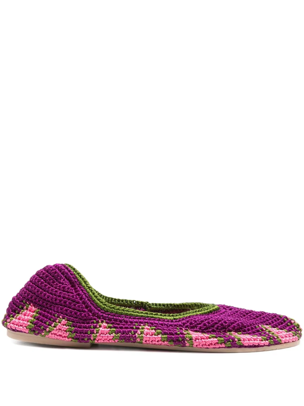 SLO_HAND_MADE crochet patterned ballet flats Purple