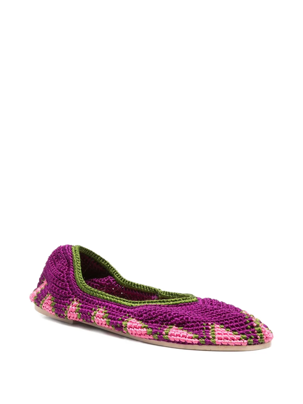 SLO_HAND_MADE crochet patterned ballet flats Purple