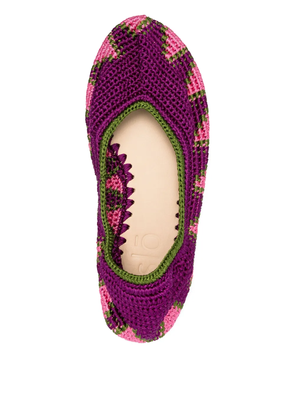 SLO_HAND_MADE crochet patterned ballet flats Purple