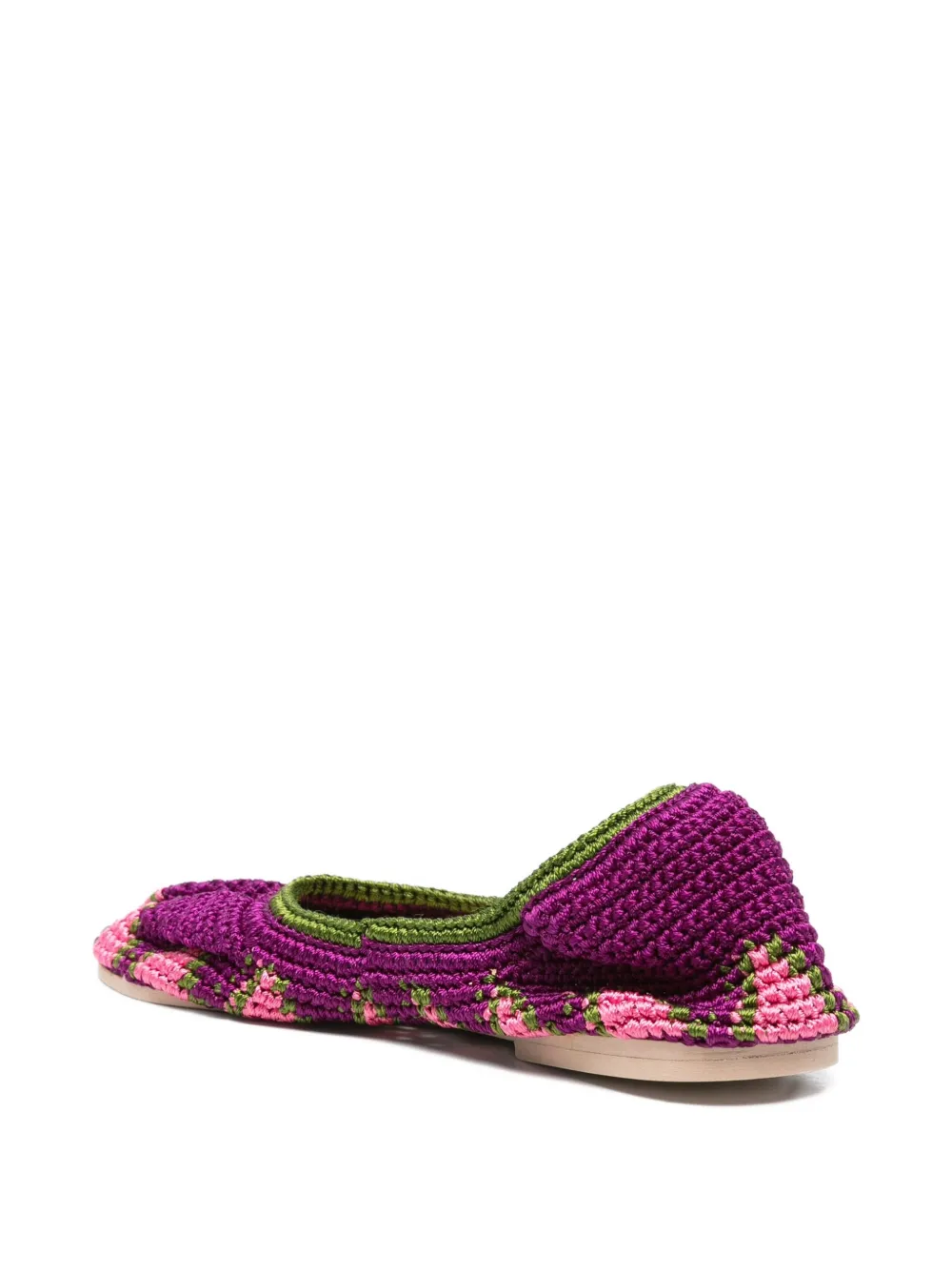 SLO_HAND_MADE crochet patterned ballet flats Purple