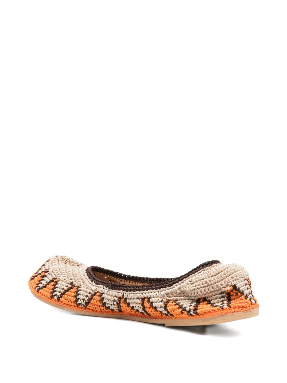 SLO_HAND_MADE triangle-pattern crochet ballet flats Neutrals
