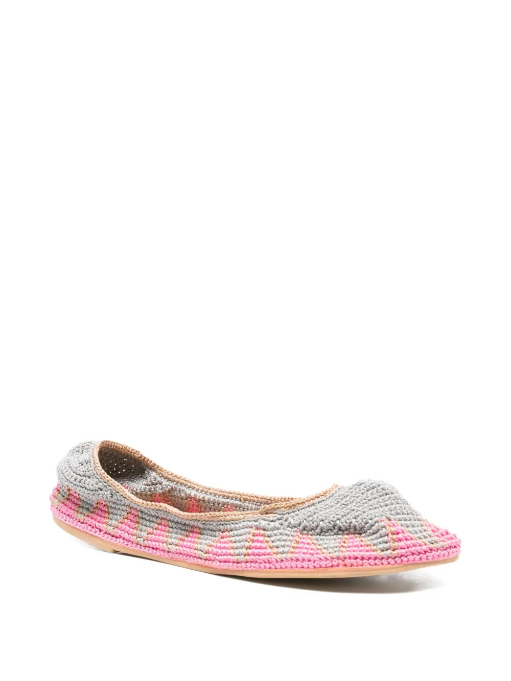 SLO_HAND_MADE crochet trimmed ballet flats Grey