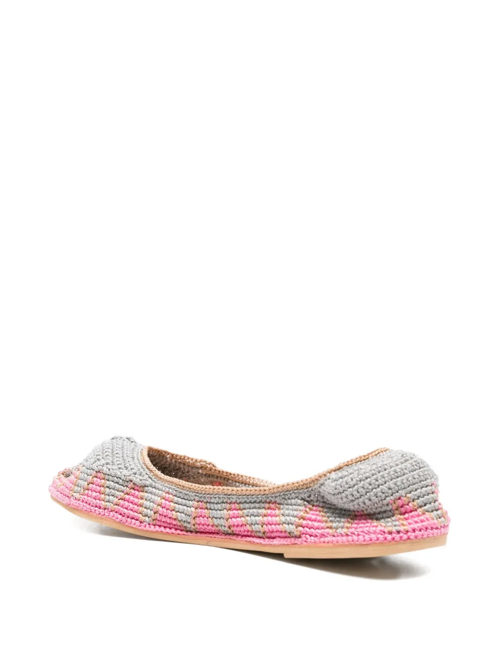 SLO_HAND_MADE crochet trimmed ballet flats Grey