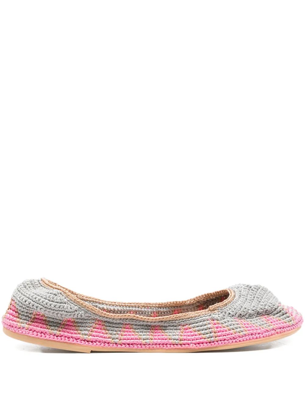 SLO_HAND_MADE crochet trimmed ballet flats Grey