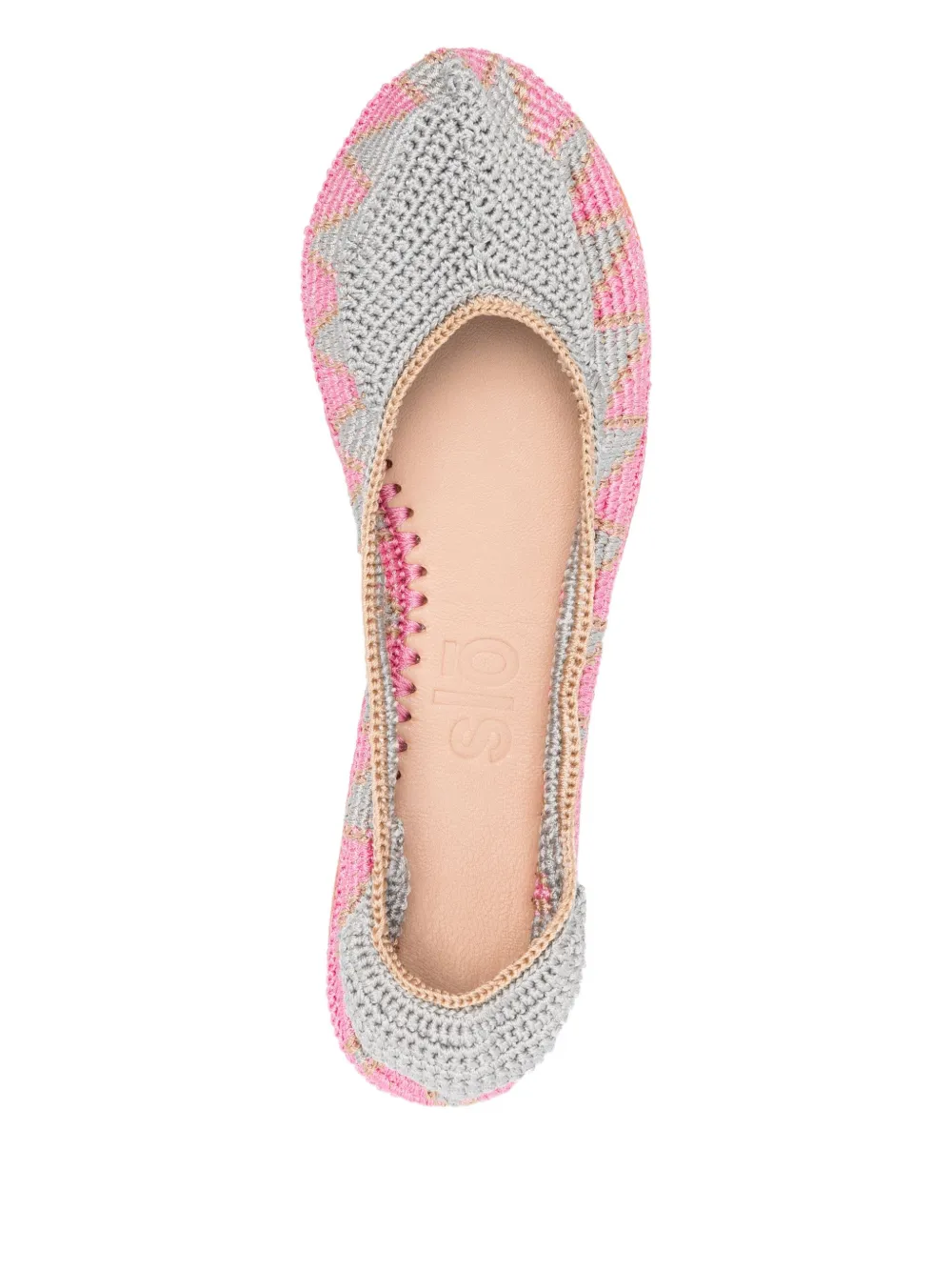 SLO_HAND_MADE crochet trimmed ballet flats Grey