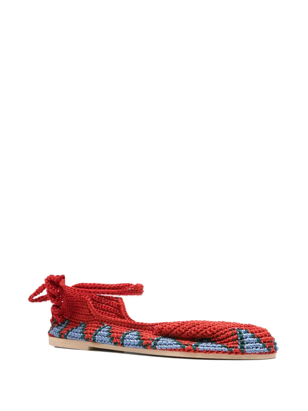 SLO_HAND_MADE Gehaakte ballerina's met veters - Rood