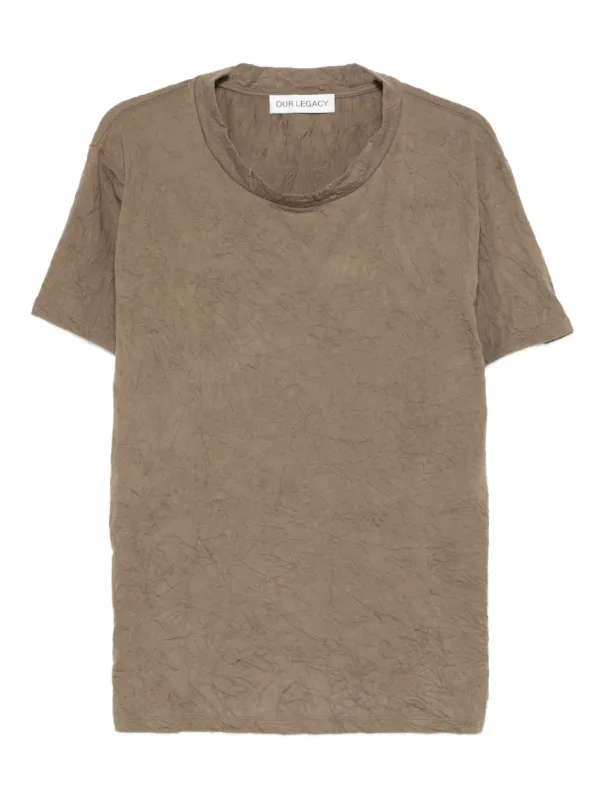 OUR LEGACY Crinkle Crew-neck T-shirt in Green