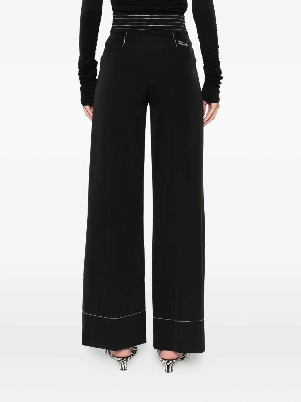 Karl Lagerfeld contrast-stitching trousers Zwart