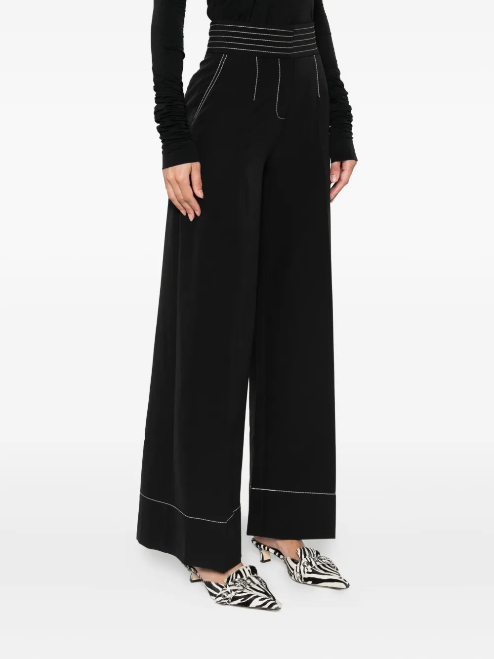 Karl Lagerfeld contrast-stitching trousers Zwart