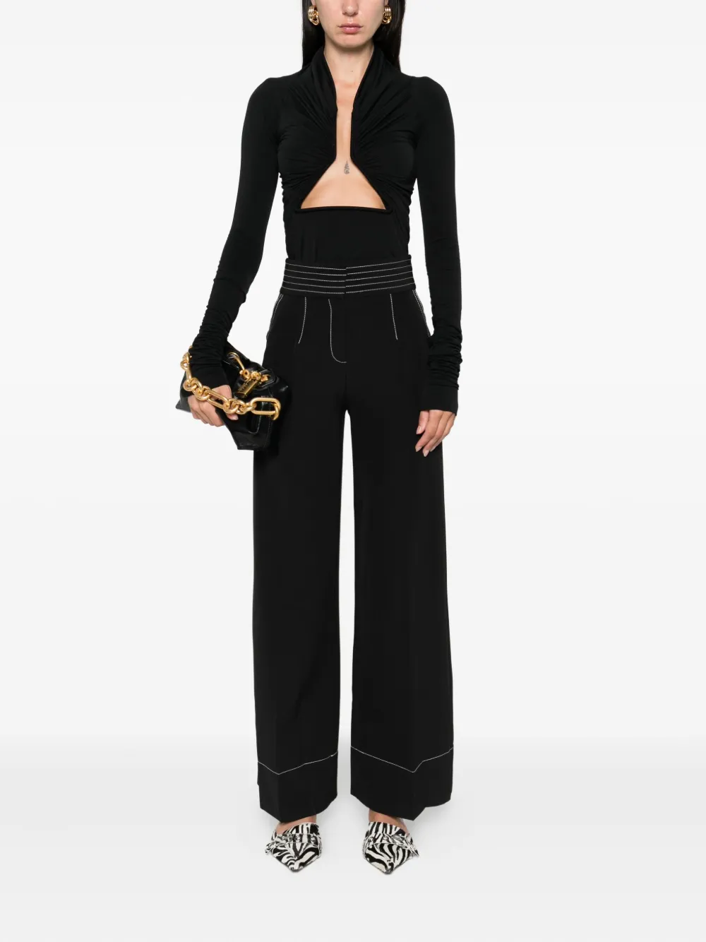 Karl Lagerfeld contrast-stitching trousers Zwart