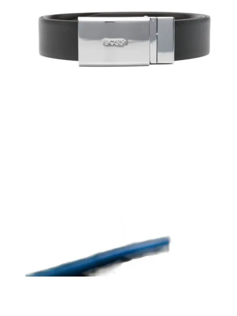 BOSS leather silver-buckle belt