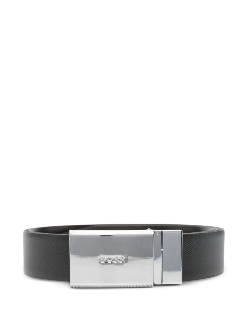 BOSS leather silver-buckle belt - 002 BLACK BOSS leather silver-buckle belt - 002 BLACK