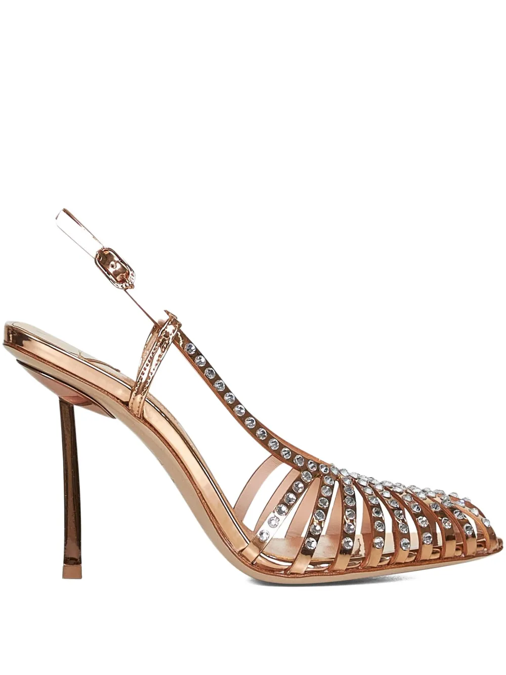 Le Silla 100mm crystal-embellished slingback sandals Gold