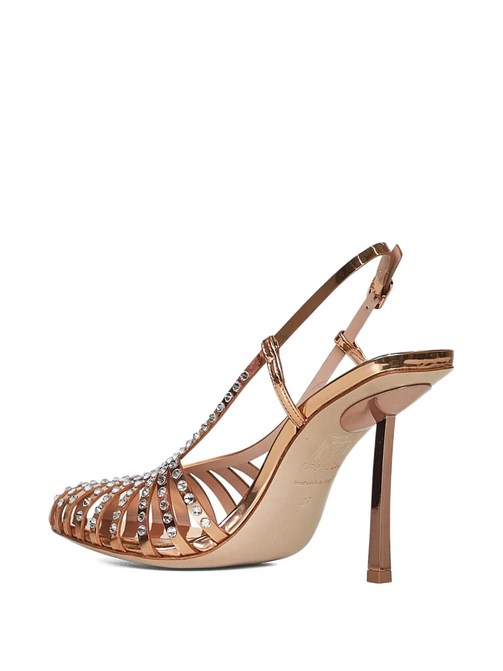 Le Silla 100 mm slingback sandalen verfraaid met kristallen Goud
