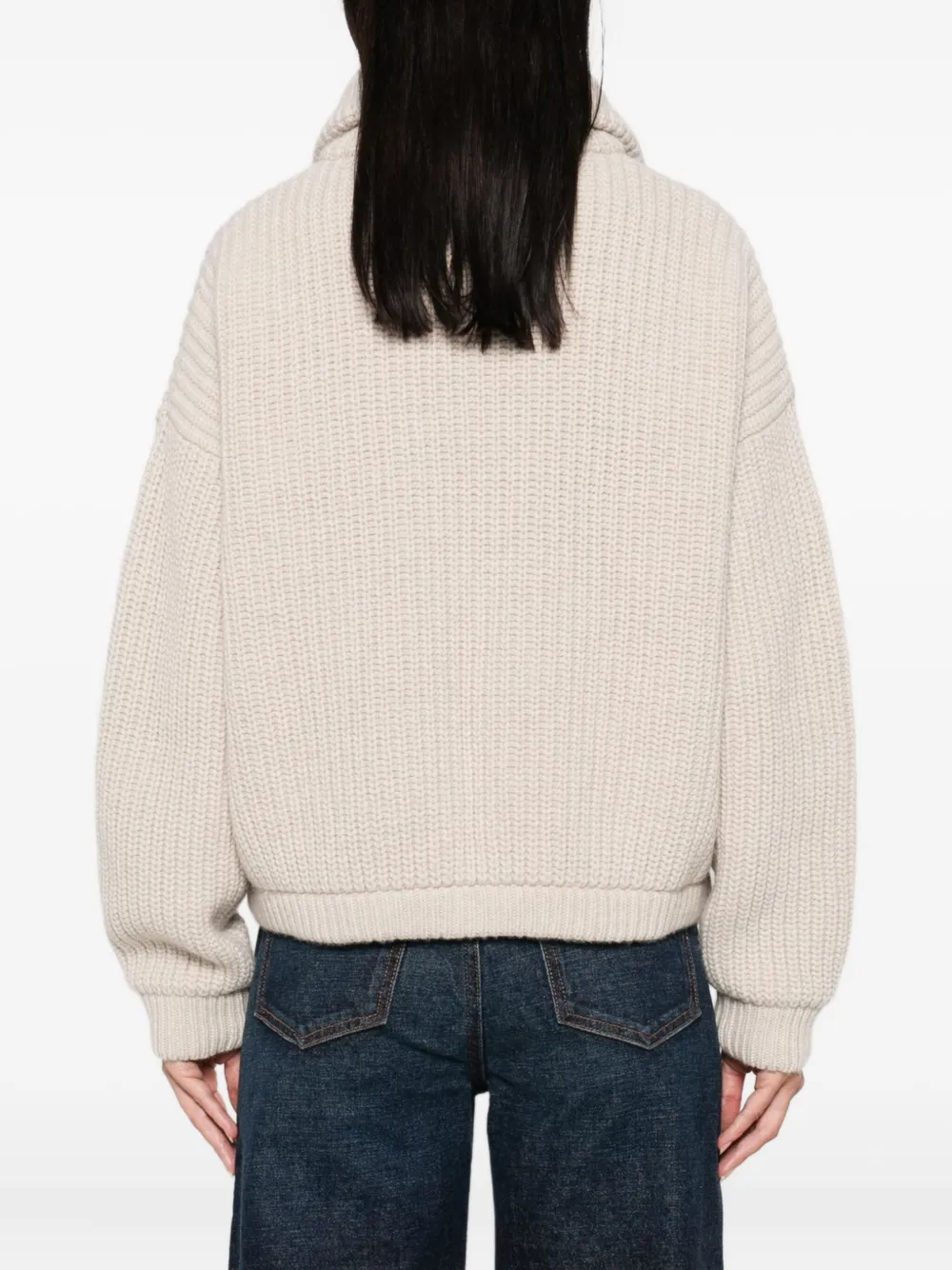 Herno high-neck zip-up cardigan Beige