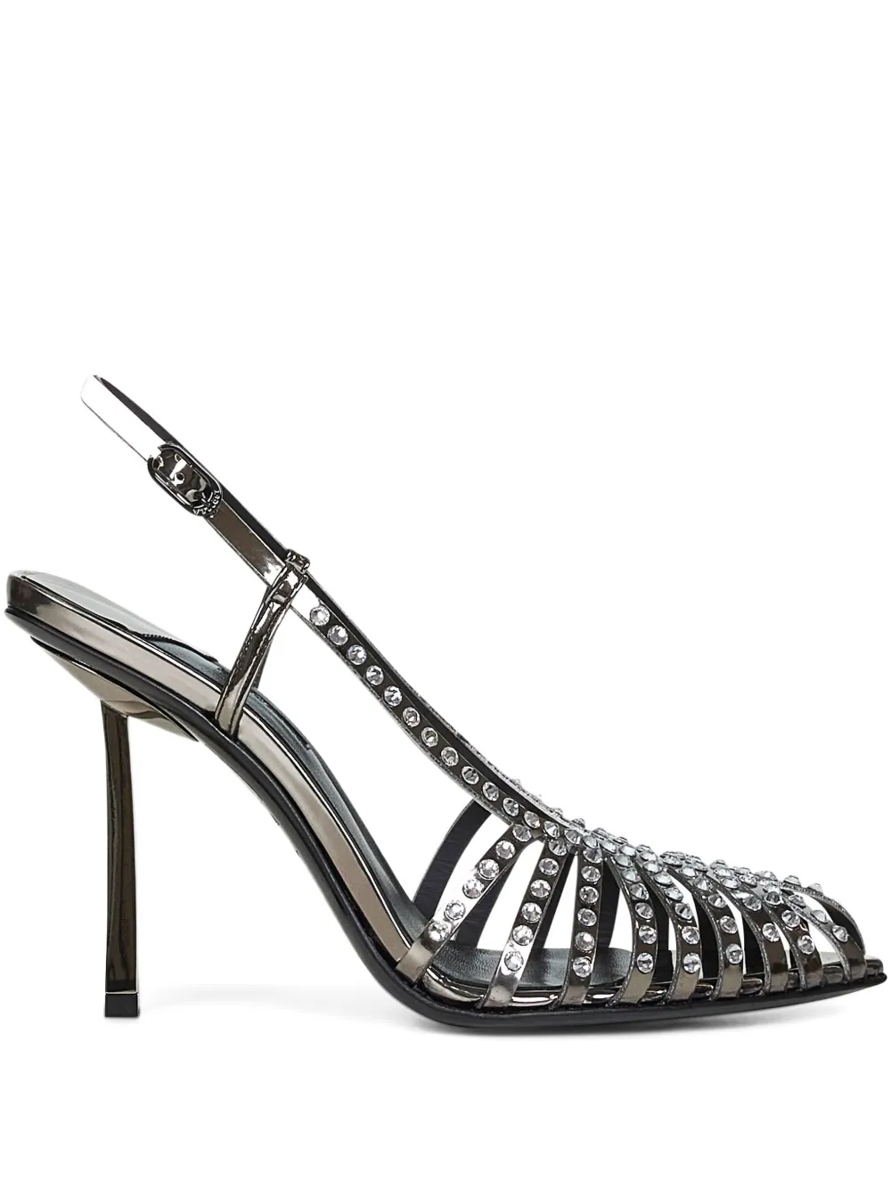 Le Silla 100mm crystal-embellished slingback sandals Grey