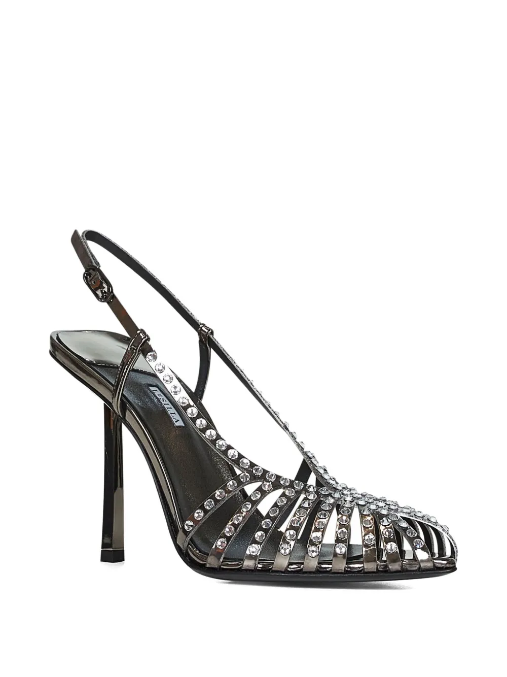 Le Silla 100mm crystal-embellished slingback sandals Grey