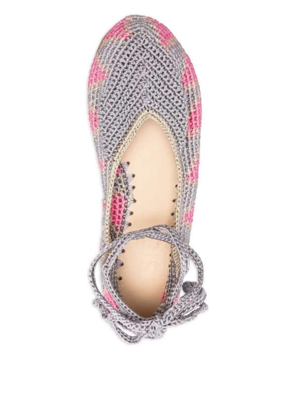 SLO_HAND_MADE Sapatilha De Crochê Com Amarração Cinza FARFETCH BR