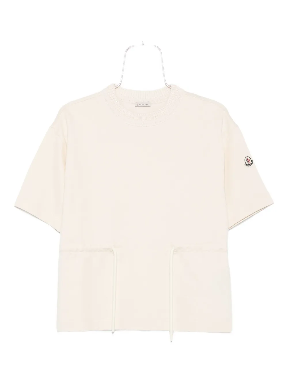 Moncler drawstring-waist cotton T-shirt Beige