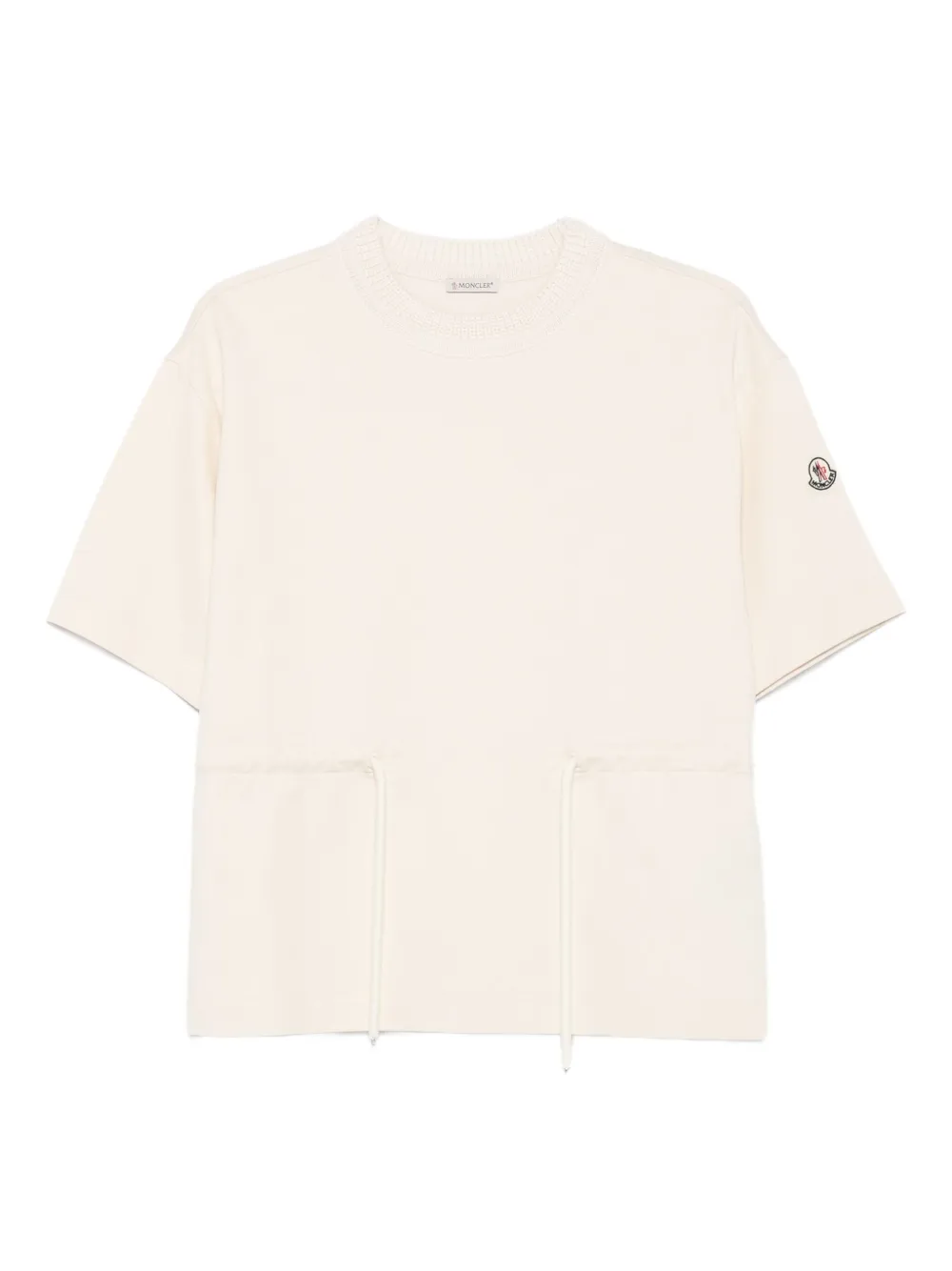 Moncler drawstring-waist cotton T-shirt Beige