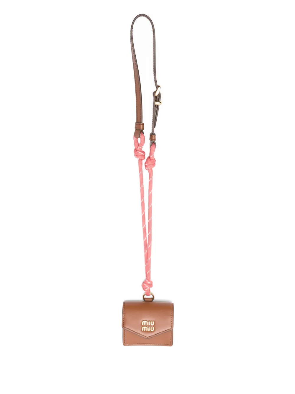 Miu leather knotted-cord wallet Bruin