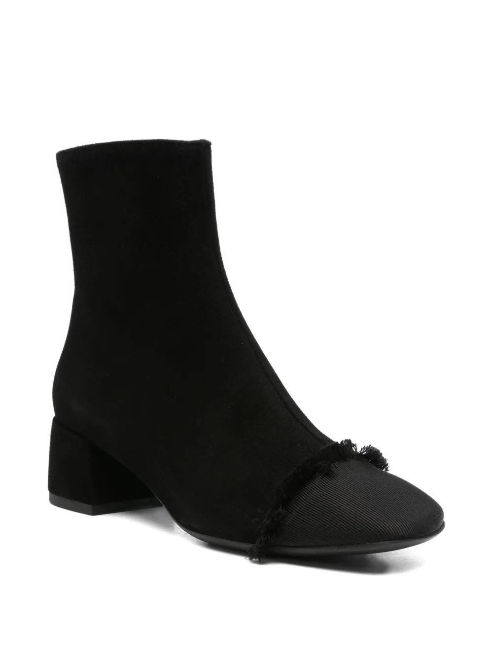 Roberto Festa 40mm Frayed-detail Block-heel Ankle Boots In Black