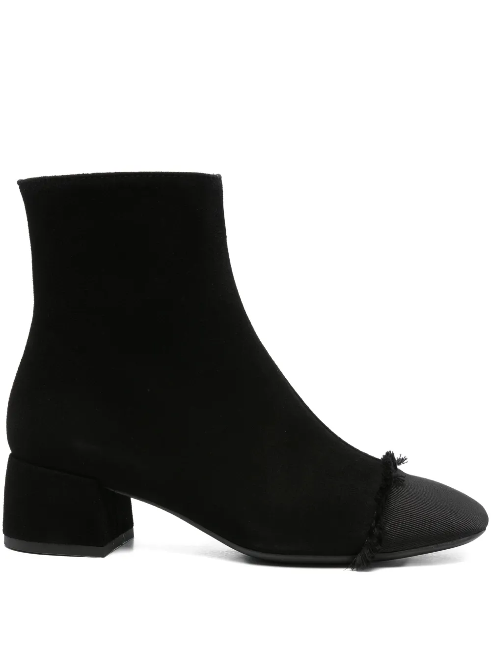 Roberto Festa 40mm Frayed-detail Block-heel Ankle Boots In Black