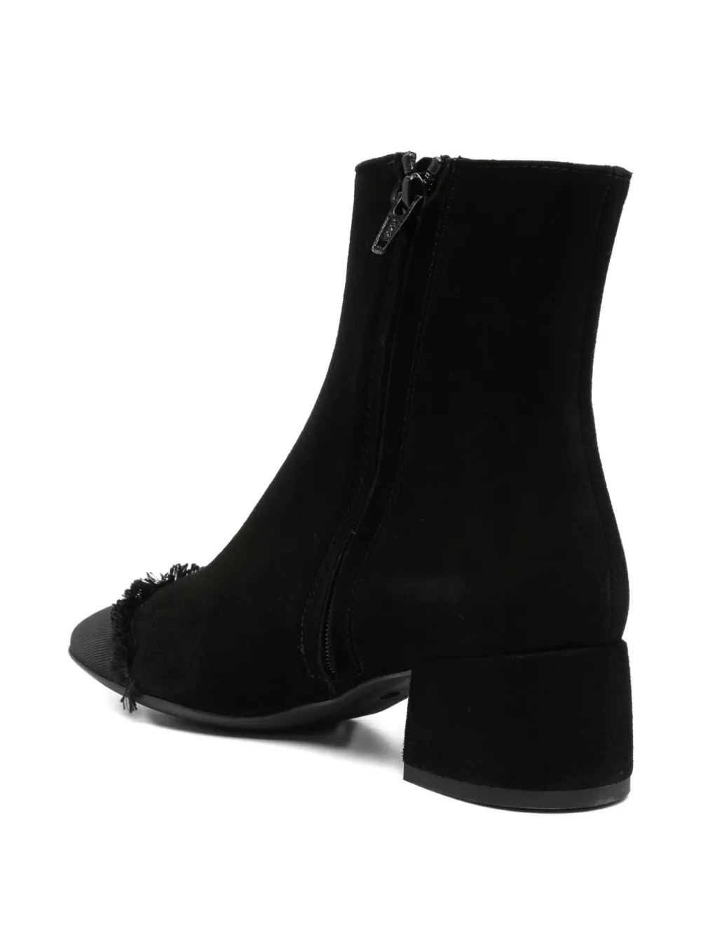 Roberto Festa 40mm Frayed-detail Block-heel Ankle Boots In Black