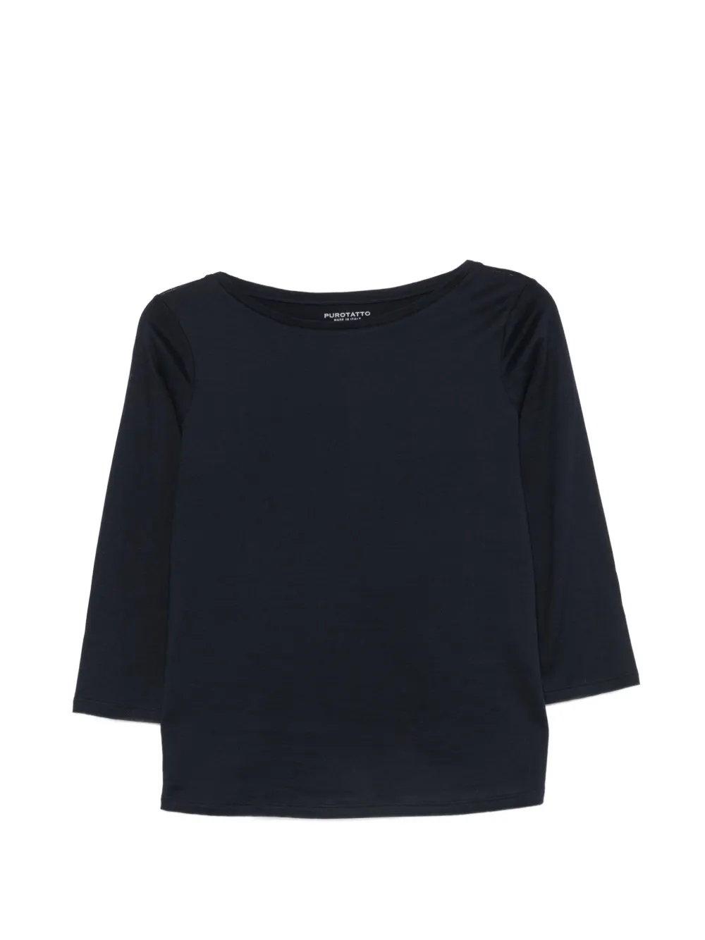 Purotatto boat-neck three-quarter-sleeve top - Blu