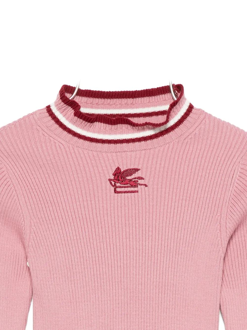 ETRO KIDS Geribbelde top met borduurwerk Roze
