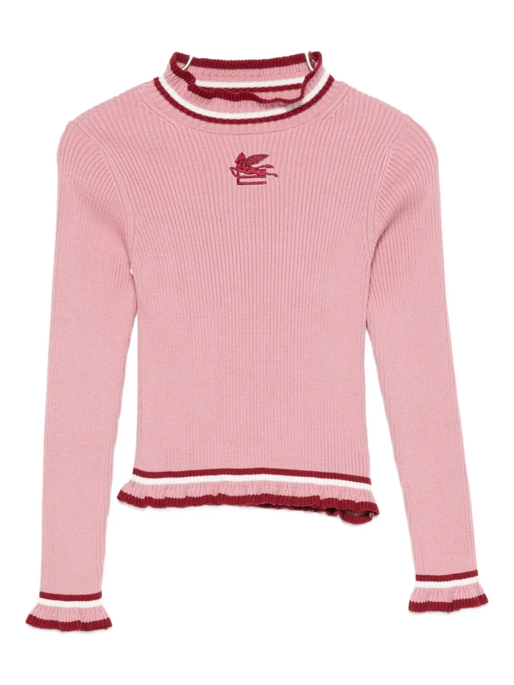 ETRO KIDS embroidered ribbed top - Rosa