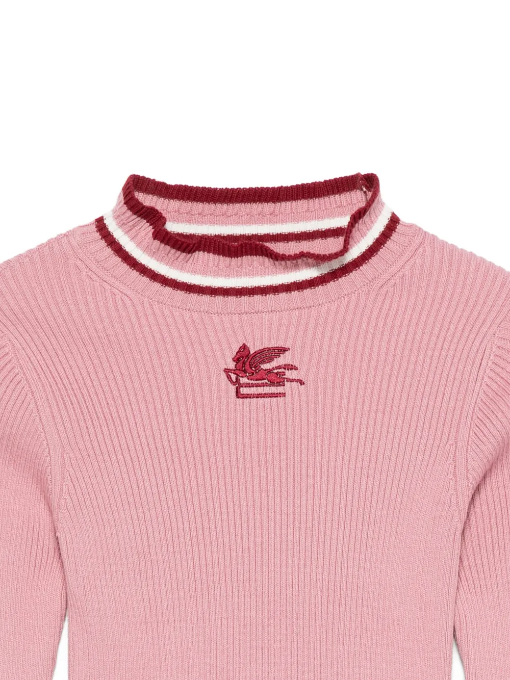 Etro Kids Embroidered Ribbed Top - Pink 