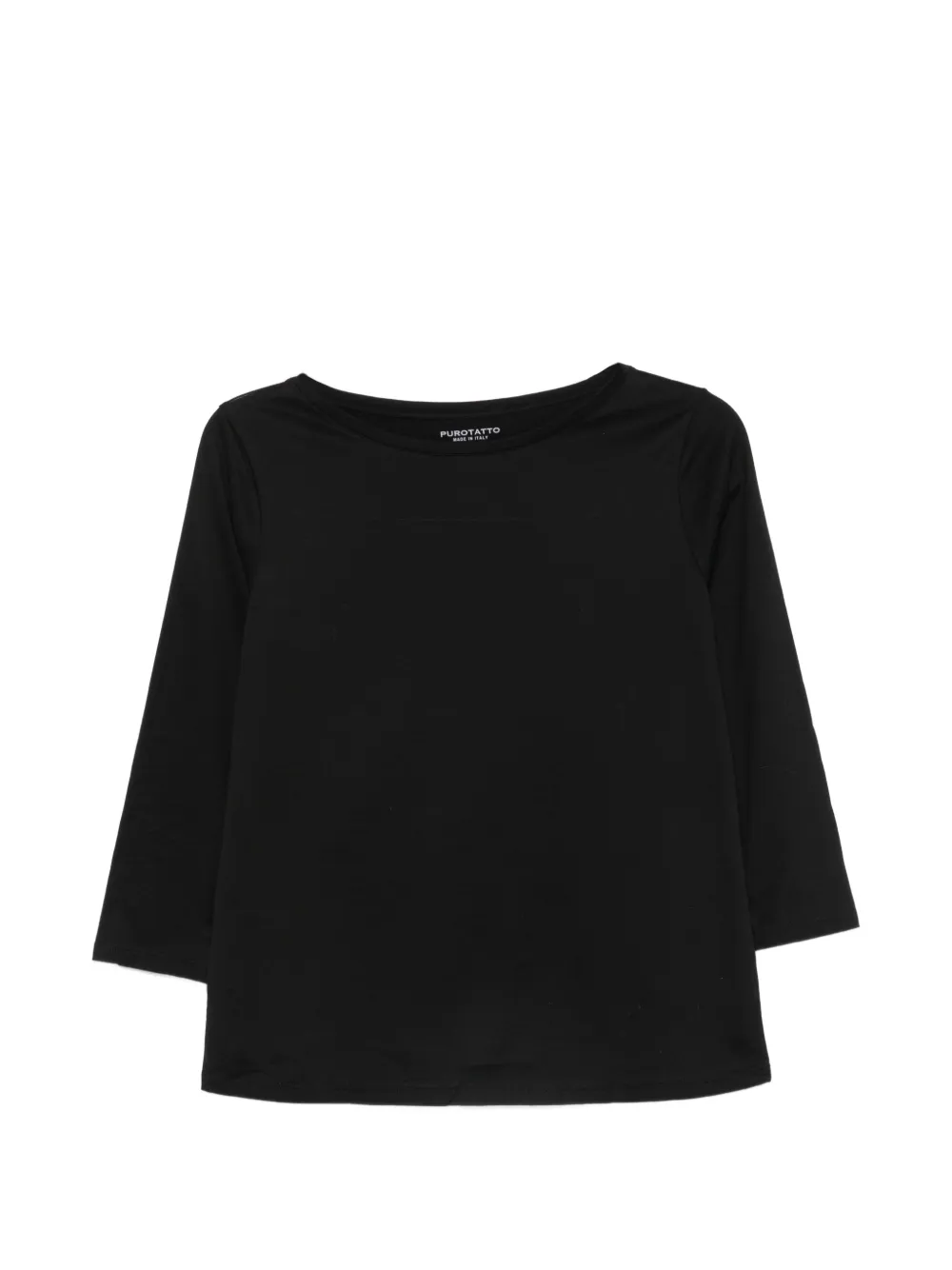 Purotatto boat-neck three-quarter-sleeve top - Nero