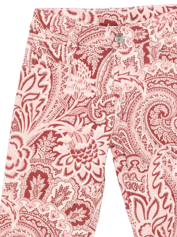 エトロ ストレートパンツ ペイズリー柄 メタルプレート ピンク イタリア製 ETRO エトロ パンツ ボトムス デニム ジーンズ ペイズリー