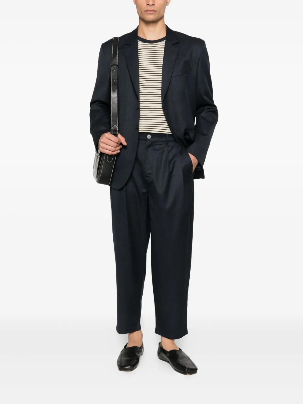 Noyoco Cambridge geplooide wollen broek - Blauw