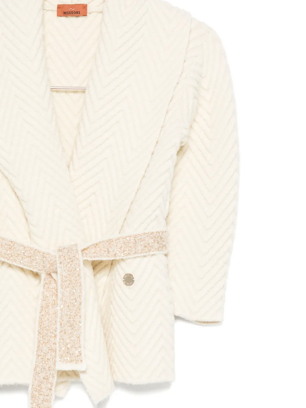 Missoni Kids Jack met visgraatpatroon en ceintuur Beige